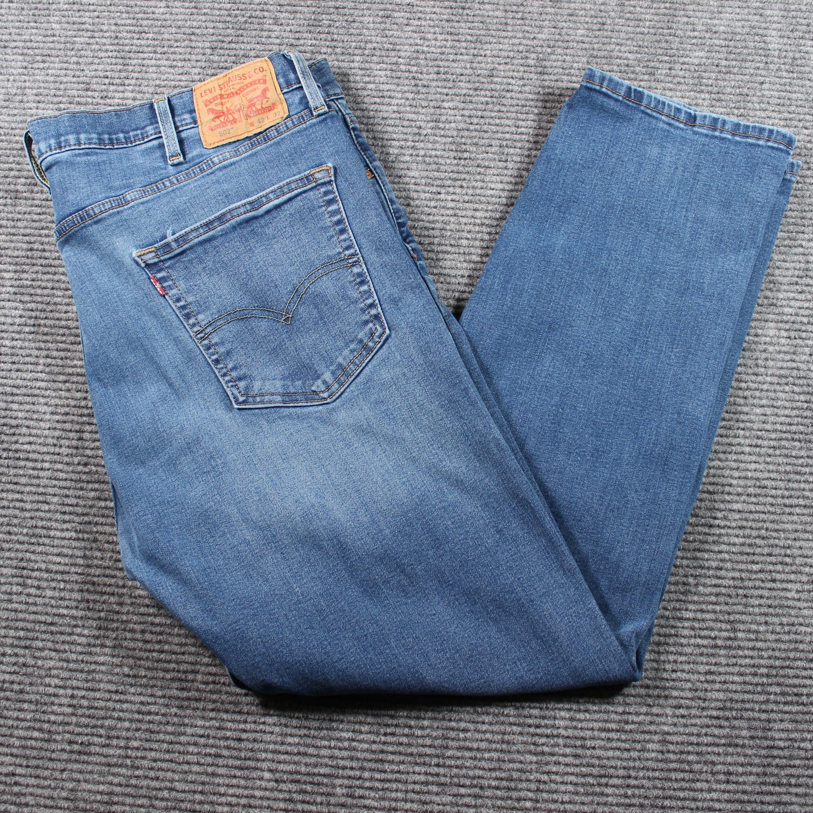 Levis 502 Jeans Mens 42x30 Blue Taper Stretch
